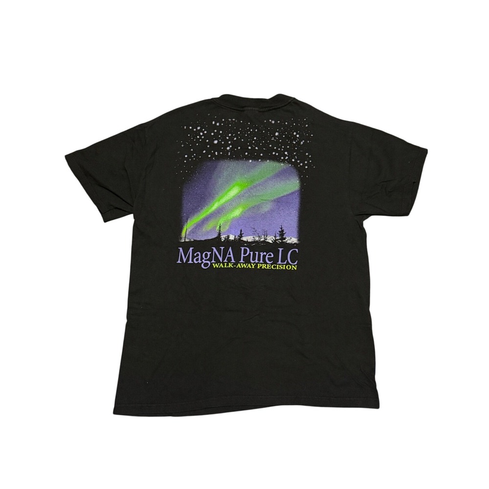 Vintage Hanes Beefy-T Roche MagNA Pure LC Northern Lights T-Shirt Black Large